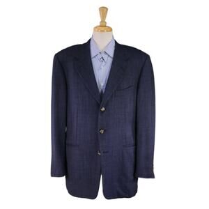 Pal Zileri Navy Blue Knit Woven Wool 3-Btn Sportcoat Blazer 44L
